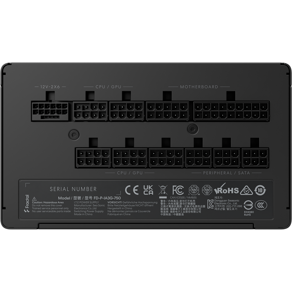 A large main feature product image of Fractal Design Ion 3 750W Gold PCIe 5.1 ATX 3.1 Modular PSU (Black)