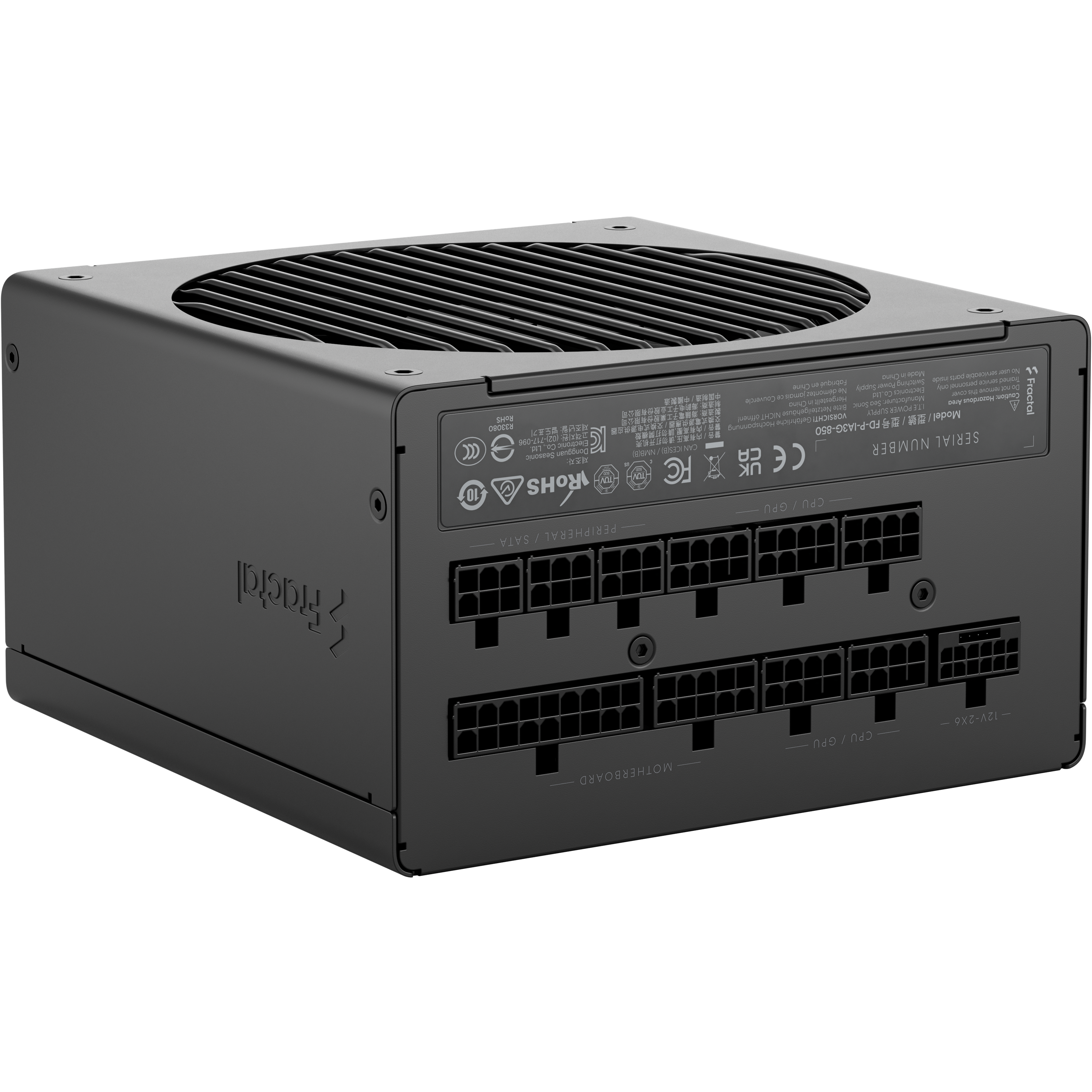 A large main feature product image of Fractal Design Ion 3 850W Gold PCIe 5.1 ATX 3.1 Modular PSU (Black)