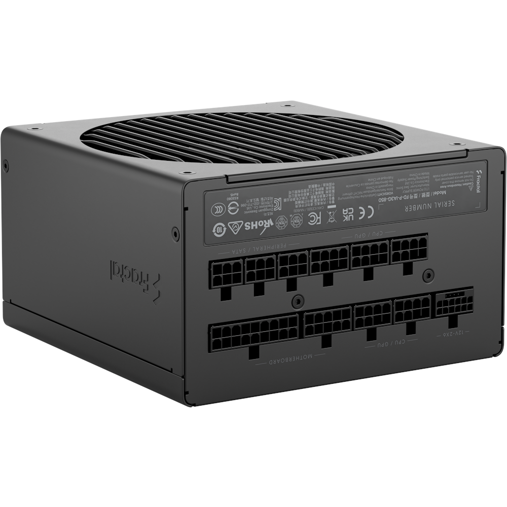 A large main feature product image of Fractal Design Ion 3 850W Gold PCIe 5.1 ATX 3.1 Modular PSU (Black)