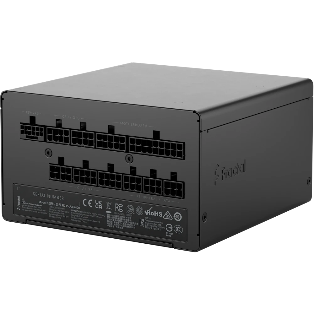 A large main feature product image of Fractal Design Ion 3 1000W Gold PCIe 5.1 ATX 3.1 Modular PSU (Black)