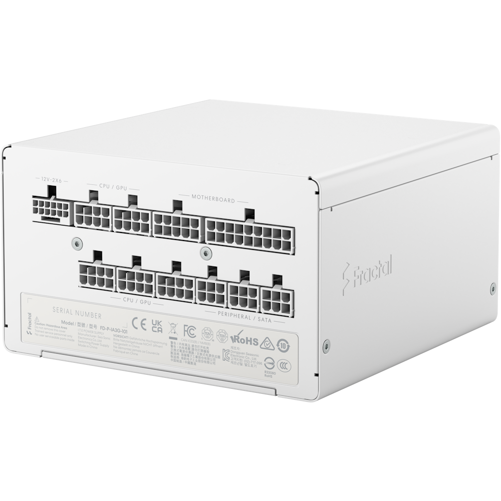 A large main feature product image of Fractal Design Ion 3 1000W Gold PCIe 5.1 ATX 3.1 Modular PSU (White)