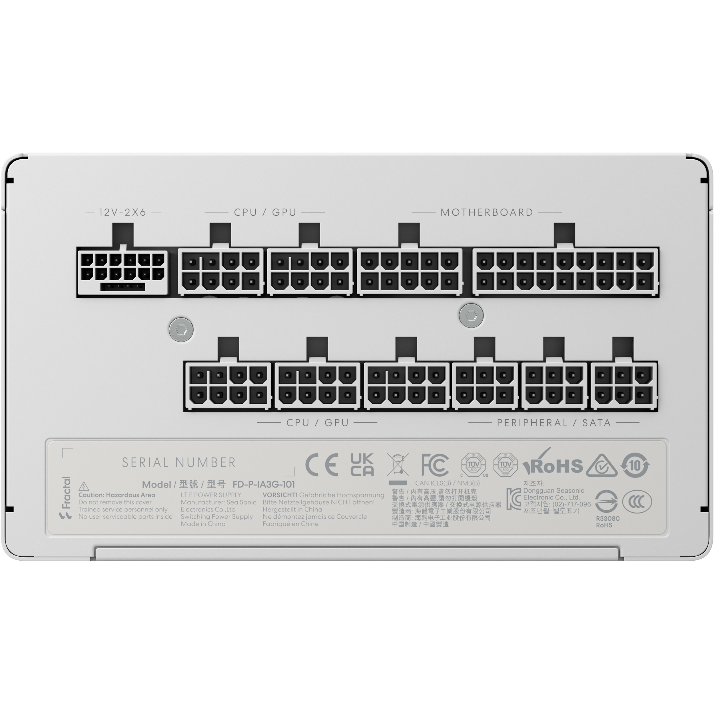 A large main feature product image of Fractal Design Ion 3 1000W Gold PCIe 5.1 ATX 3.1 Modular PSU (White)
