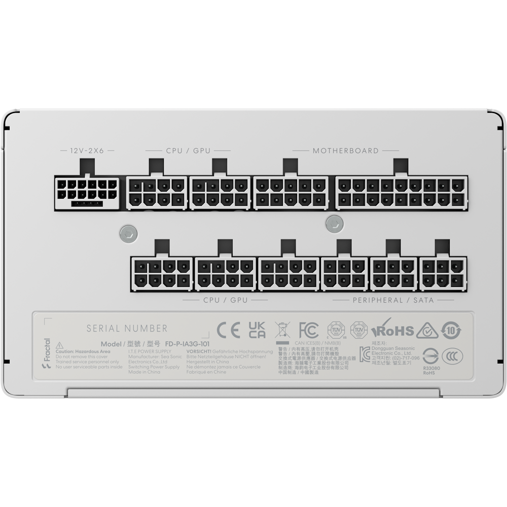 A large main feature product image of Fractal Design Ion 3 1000W Gold PCIe 5.1 ATX 3.1 Modular PSU (White)