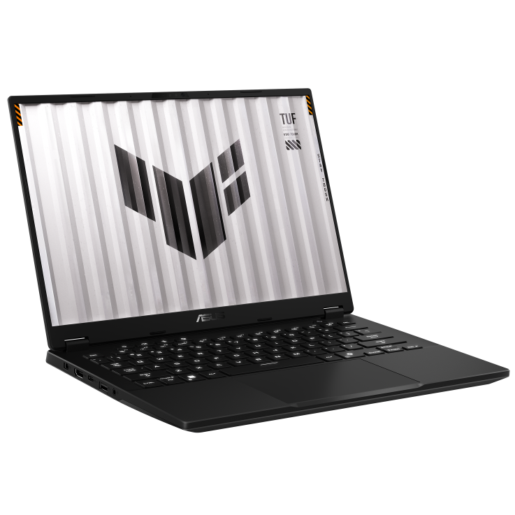 A large main feature product image of ASUS TUF Gaming A14 (FA401) - 14" 2.5K 165Hz, Ryzen AI 7 350, RTX 5050, 32GB/1TB - Win 11 Notebook