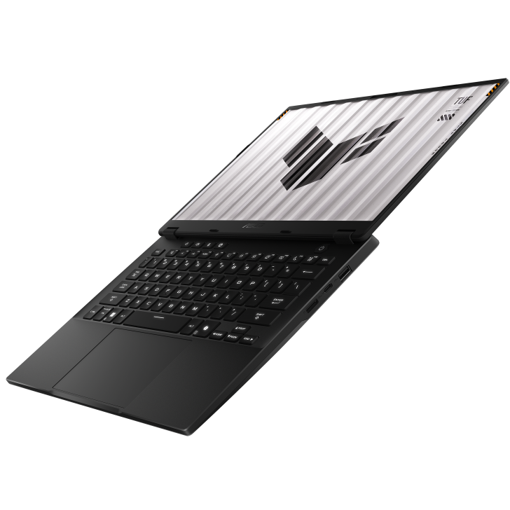 A large main feature product image of ASUS TUF Gaming A14 (FA401) - 14" 2.5K 165Hz, Ryzen AI 7 350, RTX 5050, 32GB/1TB - Win 11 Notebook