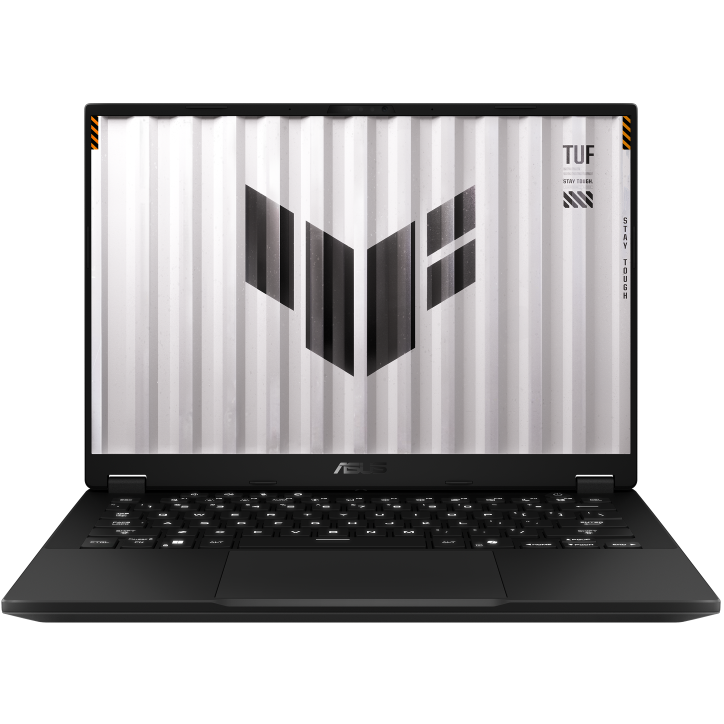 A large main feature product image of ASUS TUF Gaming A14 (FA401) - 14" 2.5K 165Hz, Ryzen AI 7 350, RTX 5050, 32GB/1TB - Win 11 Notebook