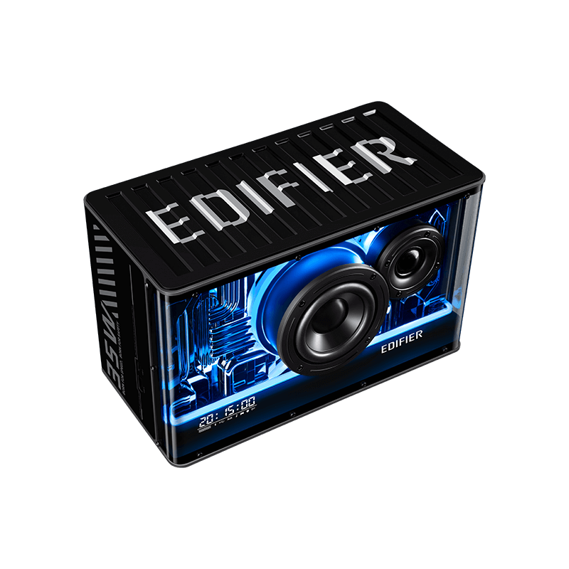 A large main feature product image of EX-DEMO Edifier QD35 Tabletop Bluetooth Speaker with GaN Charger (Black)
