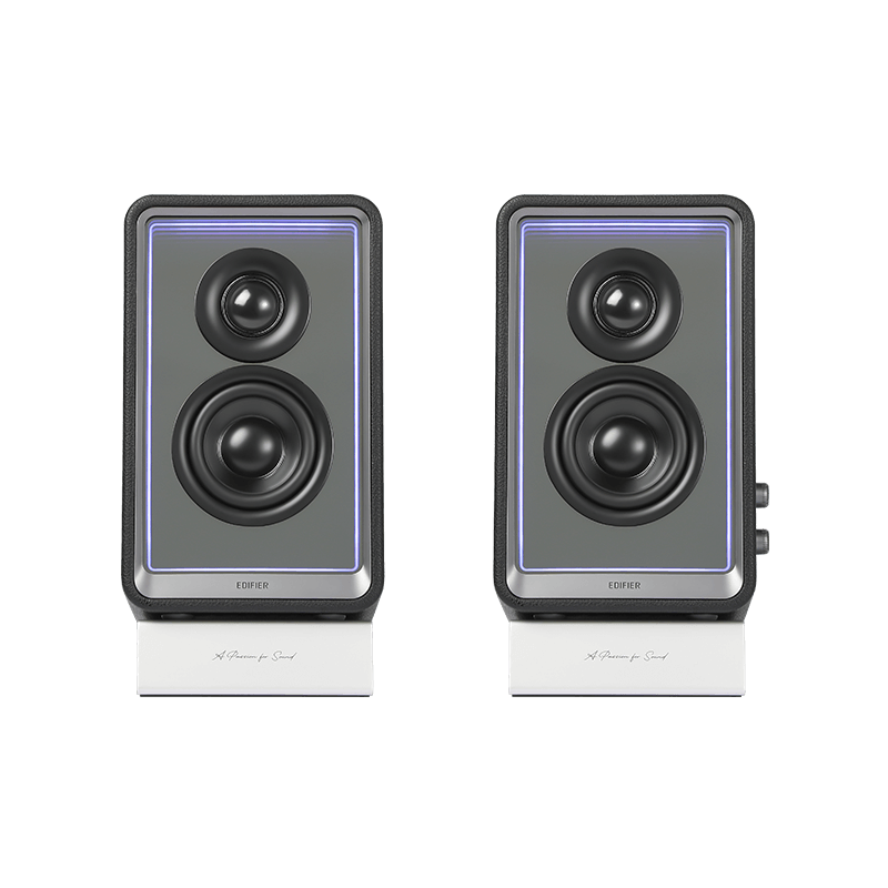 A large main feature product image of EX-DEMO Edifier QR65 Active Desktop Speakers with GaN Charger (Black)