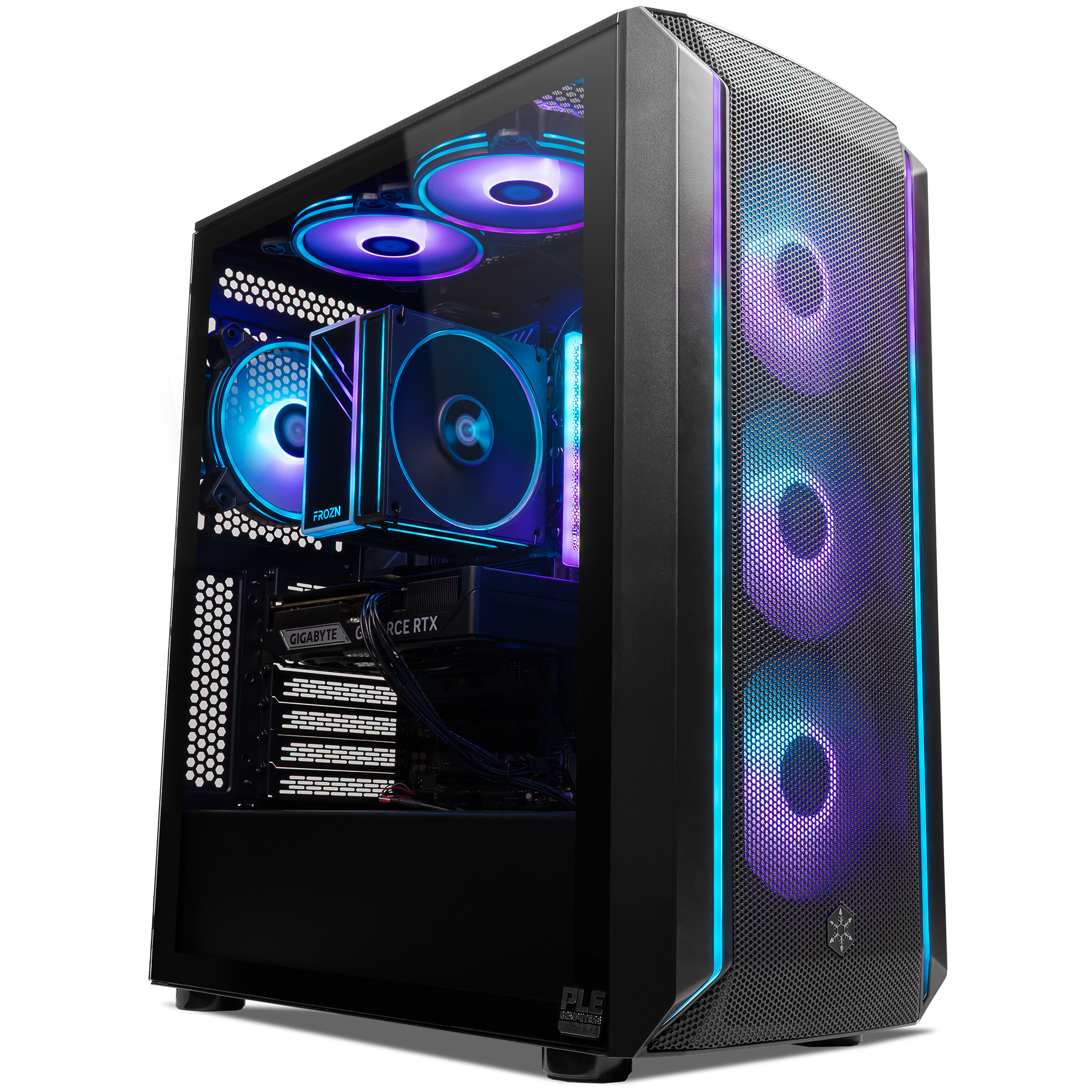 A large main feature product image of PLE Drift RTX 5060 Ti Prebuilt Ready To Go Gaming PC