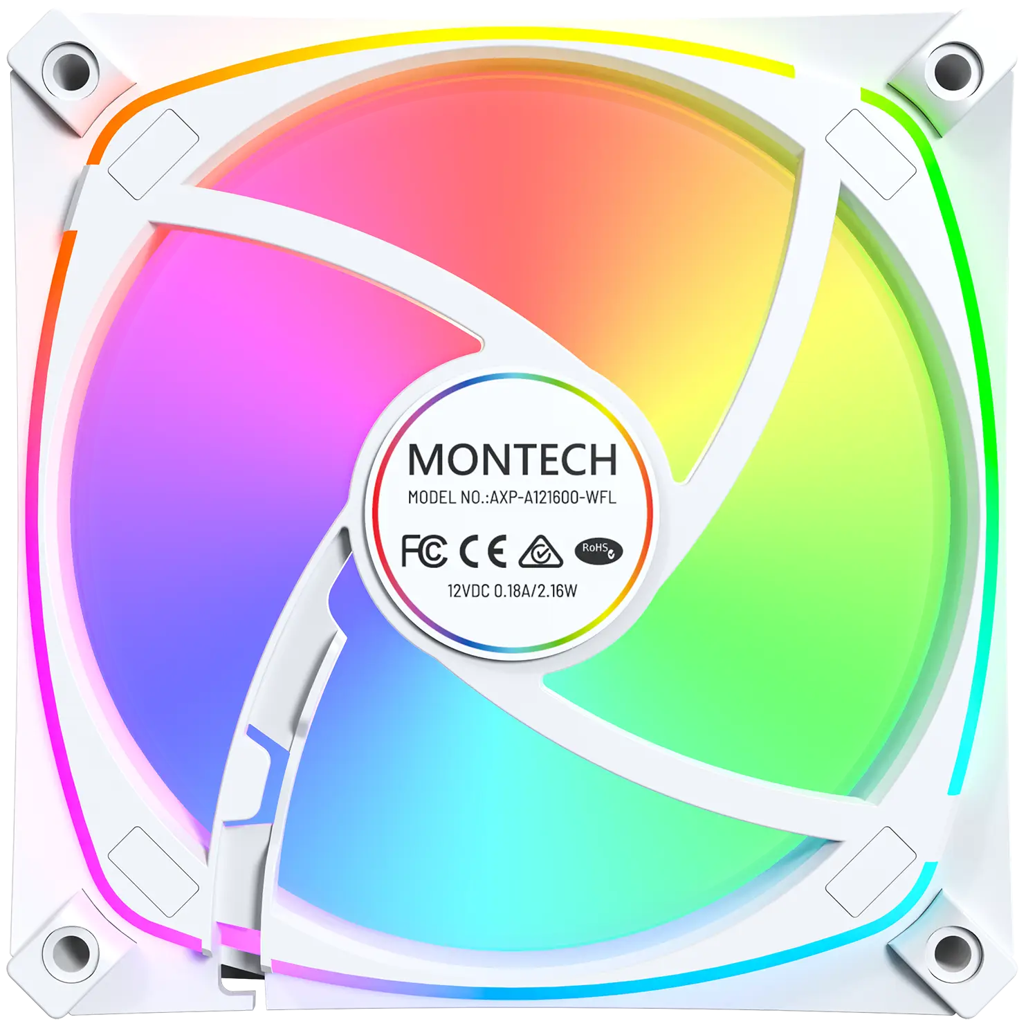 A large main feature product image of Montech AX120 PRO 120mm ARGB PWM Fan 3-Pack (White)