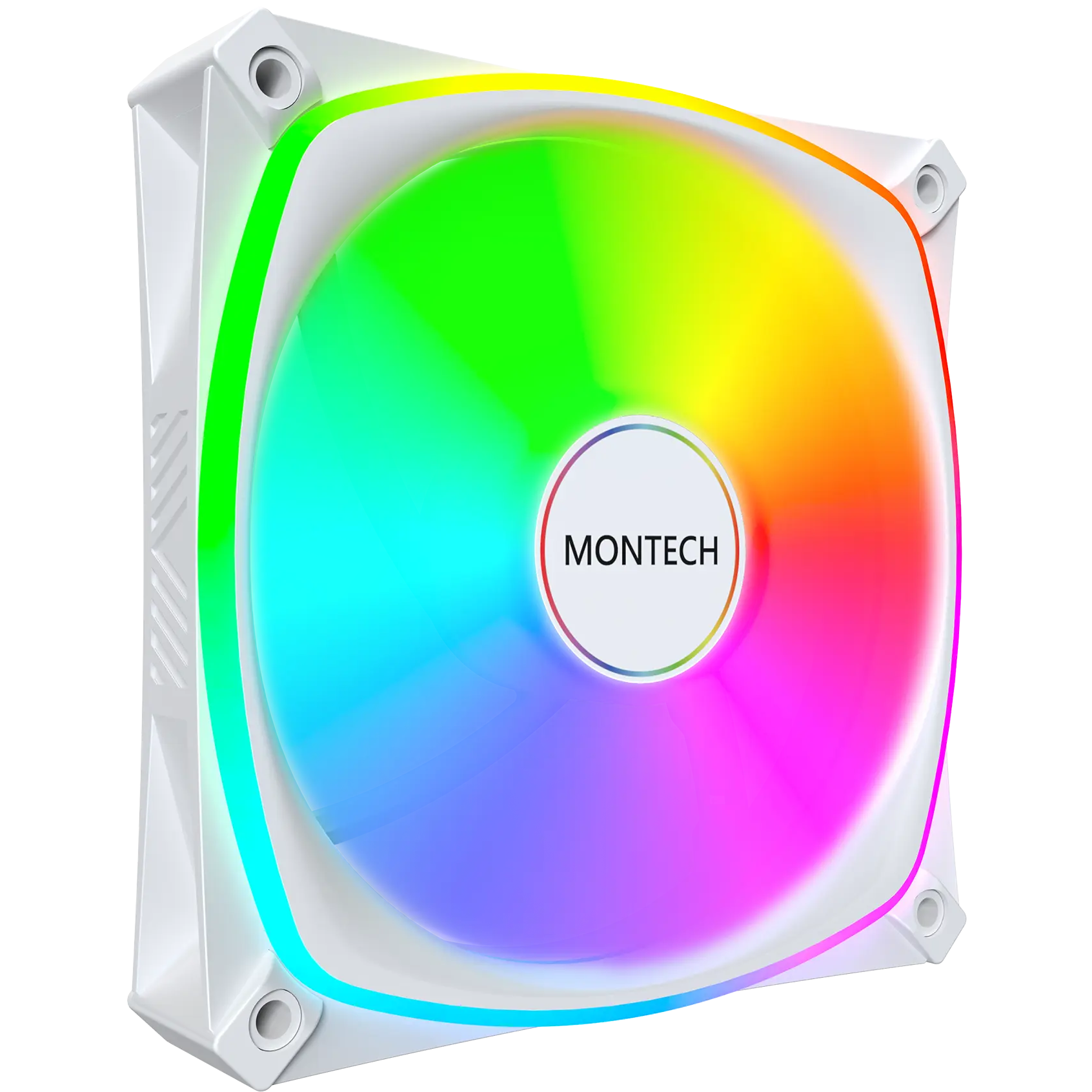A large main feature product image of Montech AX120 PRO 120mm ARGB PWM Fan 3-Pack (White)