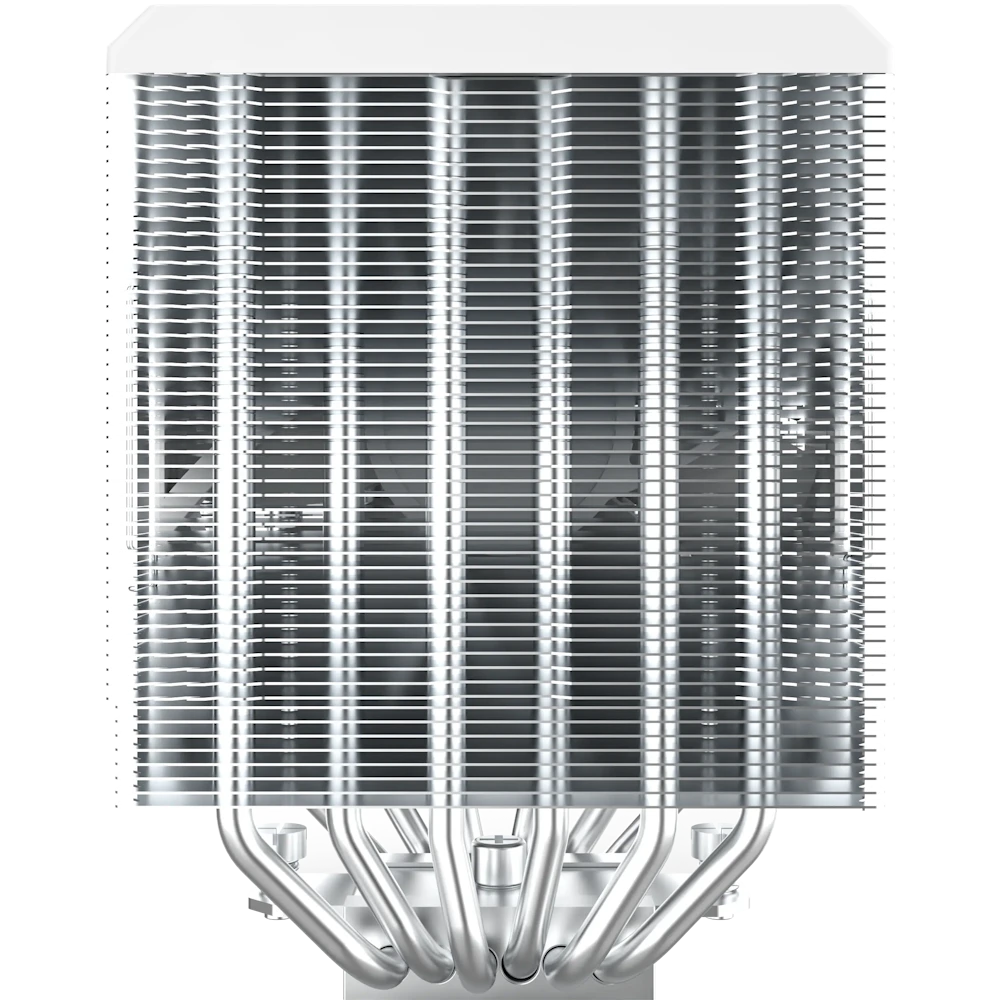 A large main feature product image of Montech NX600 Dual-Tower CPU Cooler (White)