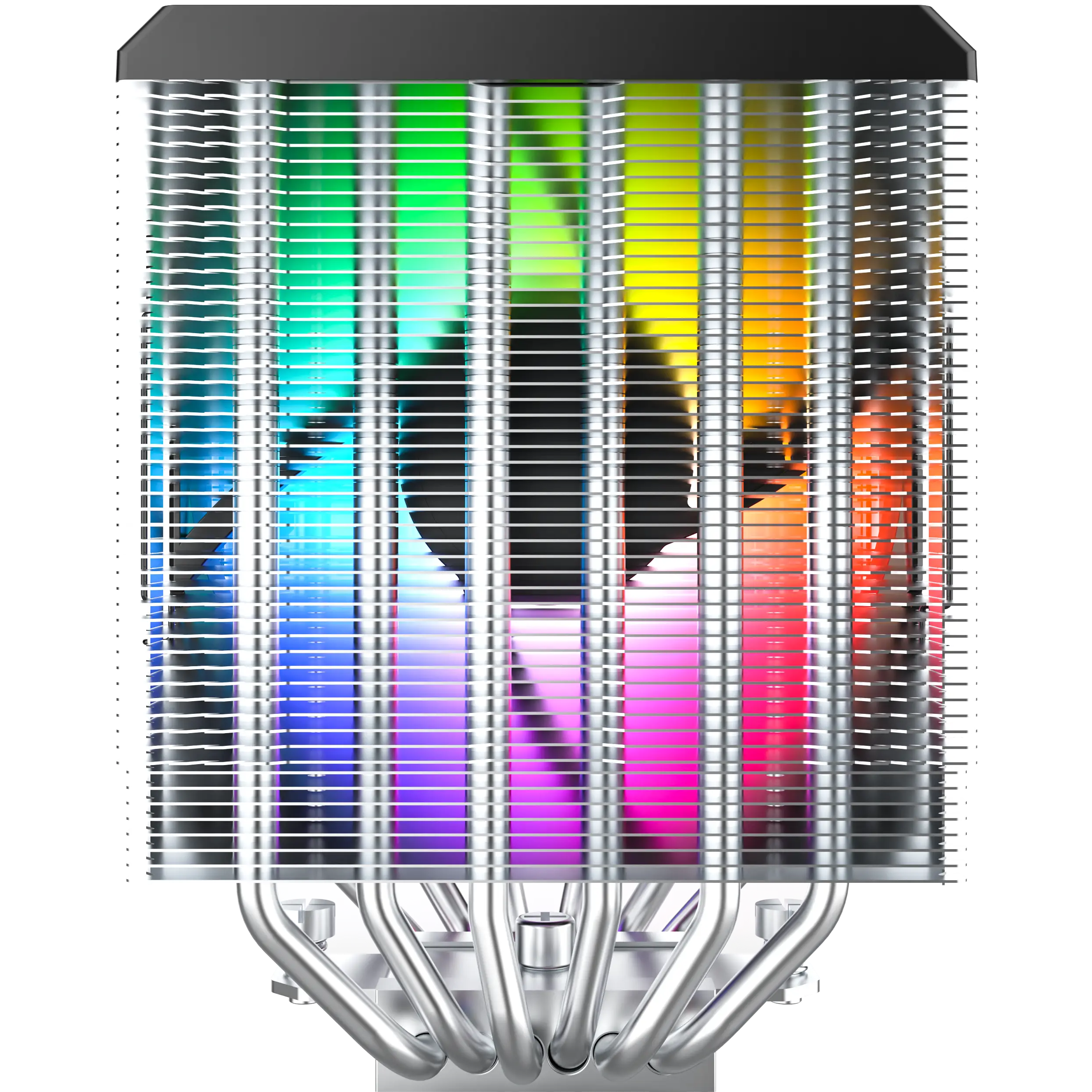 A large main feature product image of Montech NX600 ARGB Dual-Tower CPU Cooler (Black)