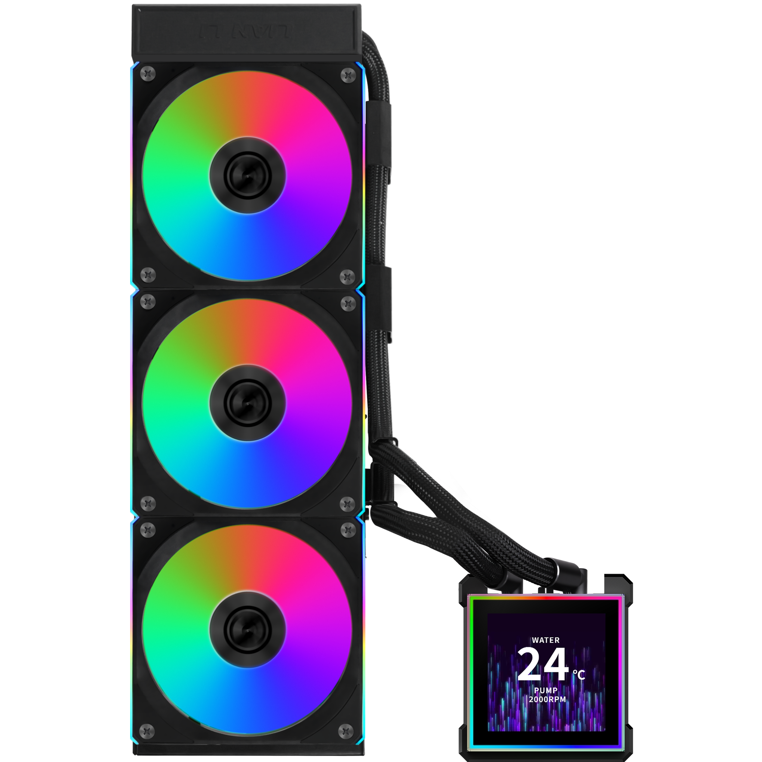 A large main feature product image of Lian Li HydroShift II LCD-S 360CL - 360mm ARGB AIO Liquid CPU Cooler (Black)