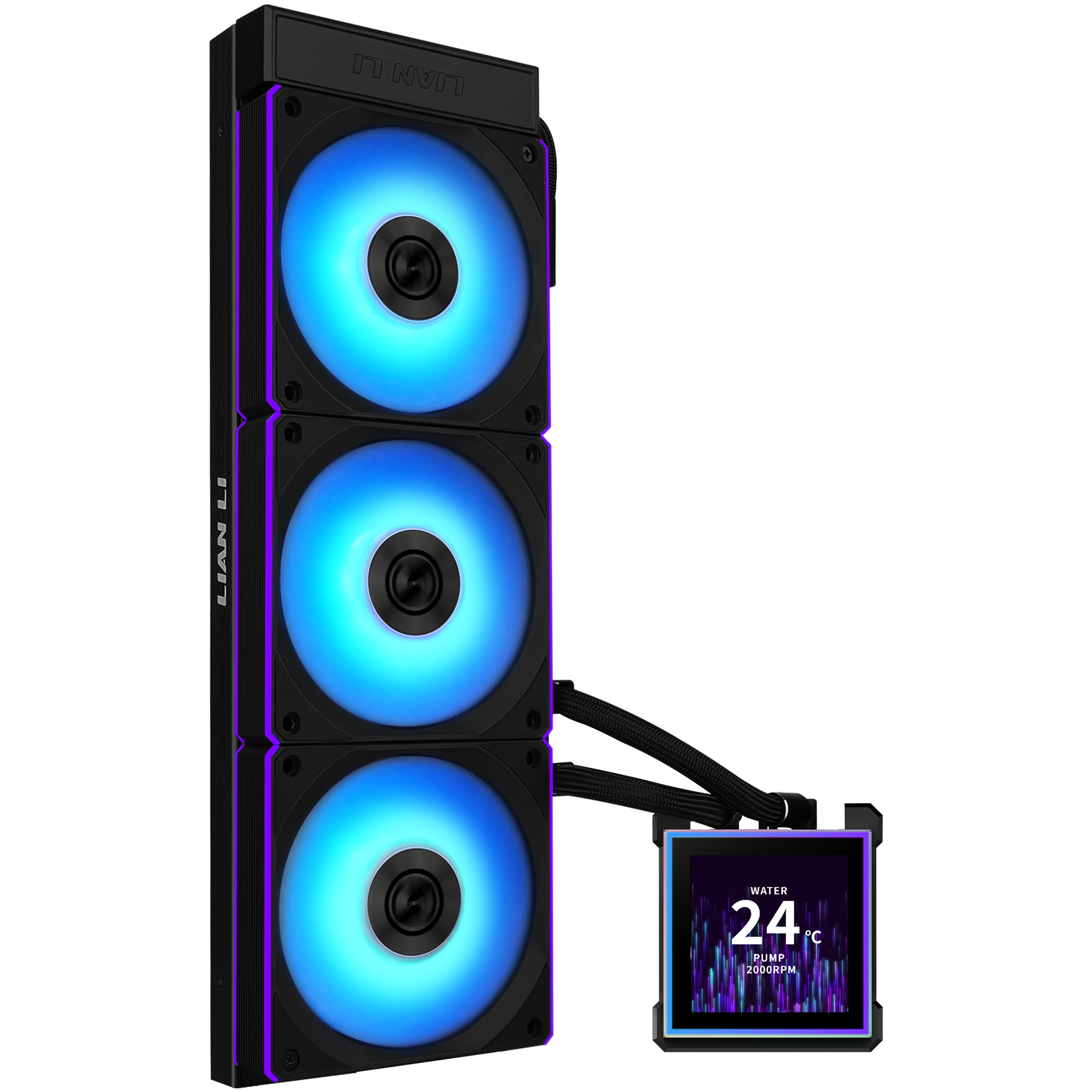 A large main feature product image of Lian Li HydroShift II LCD-S 360CL - 360mm ARGB AIO Liquid CPU Cooler (Black)