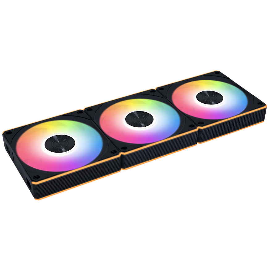 A large main feature product image of Lian Li UNI FAN CL120 Wireless - 120mm Reverse Blade Modular Fan 3-Pack w/ Controller (Black)