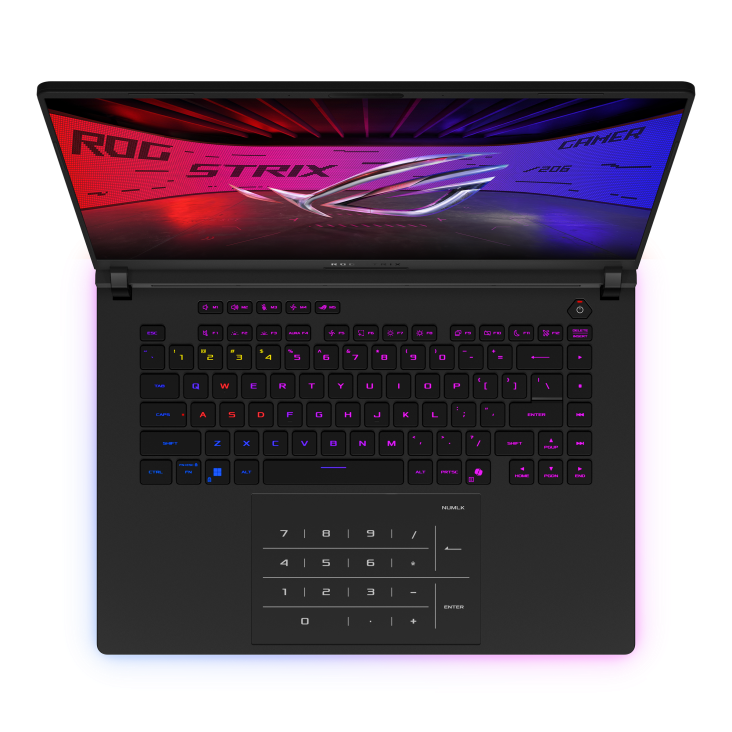 A large main feature product image of EX-DEMO ASUS ROG Strix SCAR 16 (G635) - 16" 240Hz, Ultra 9 275HX, RTX 5080, 32GB/1TB - Win 11 Gaming Notebook