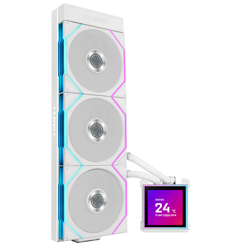 A large main feature product image of Lian Li HydroShift II LCD-S 360TL - 360mm ARGB AIO Liquid CPU Cooler (White)