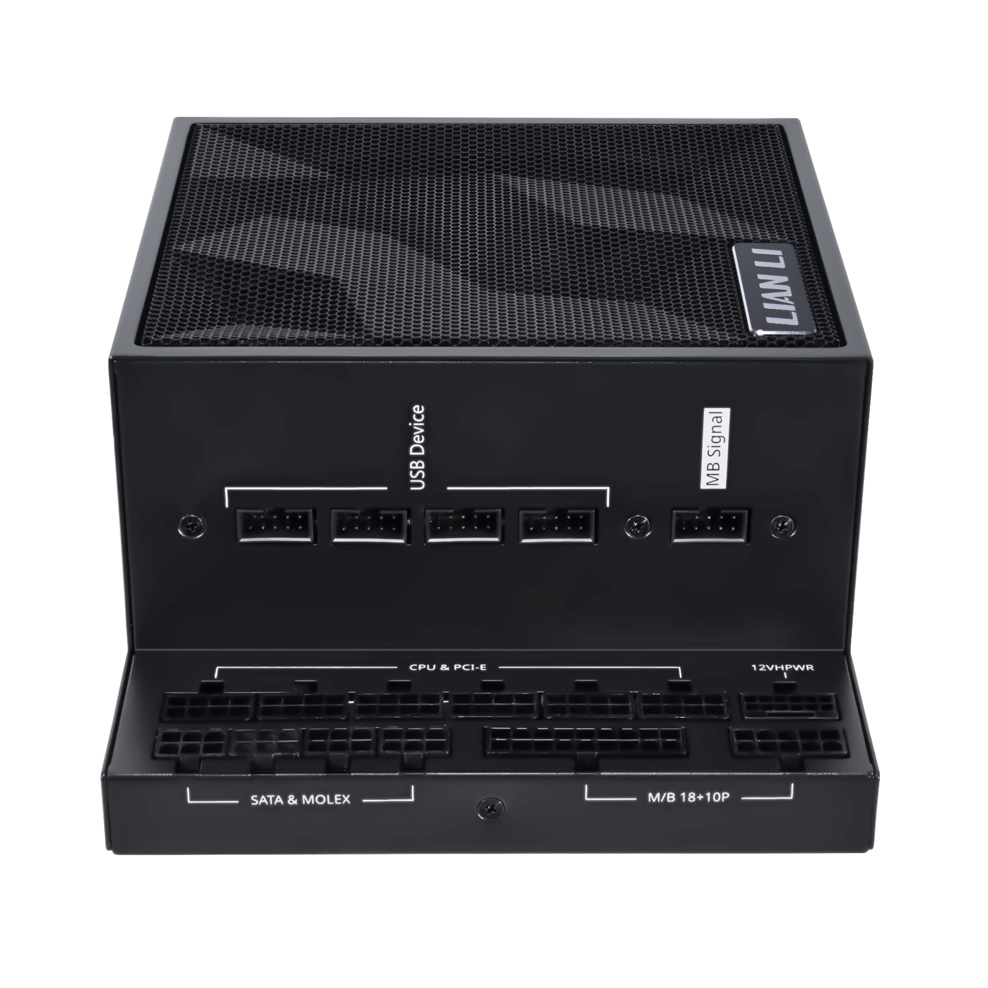 A large main feature product image of EX-DEMO Lian Li Edge 850W Platinum PCIe 5.1 ATX 3.1 Modular PSU