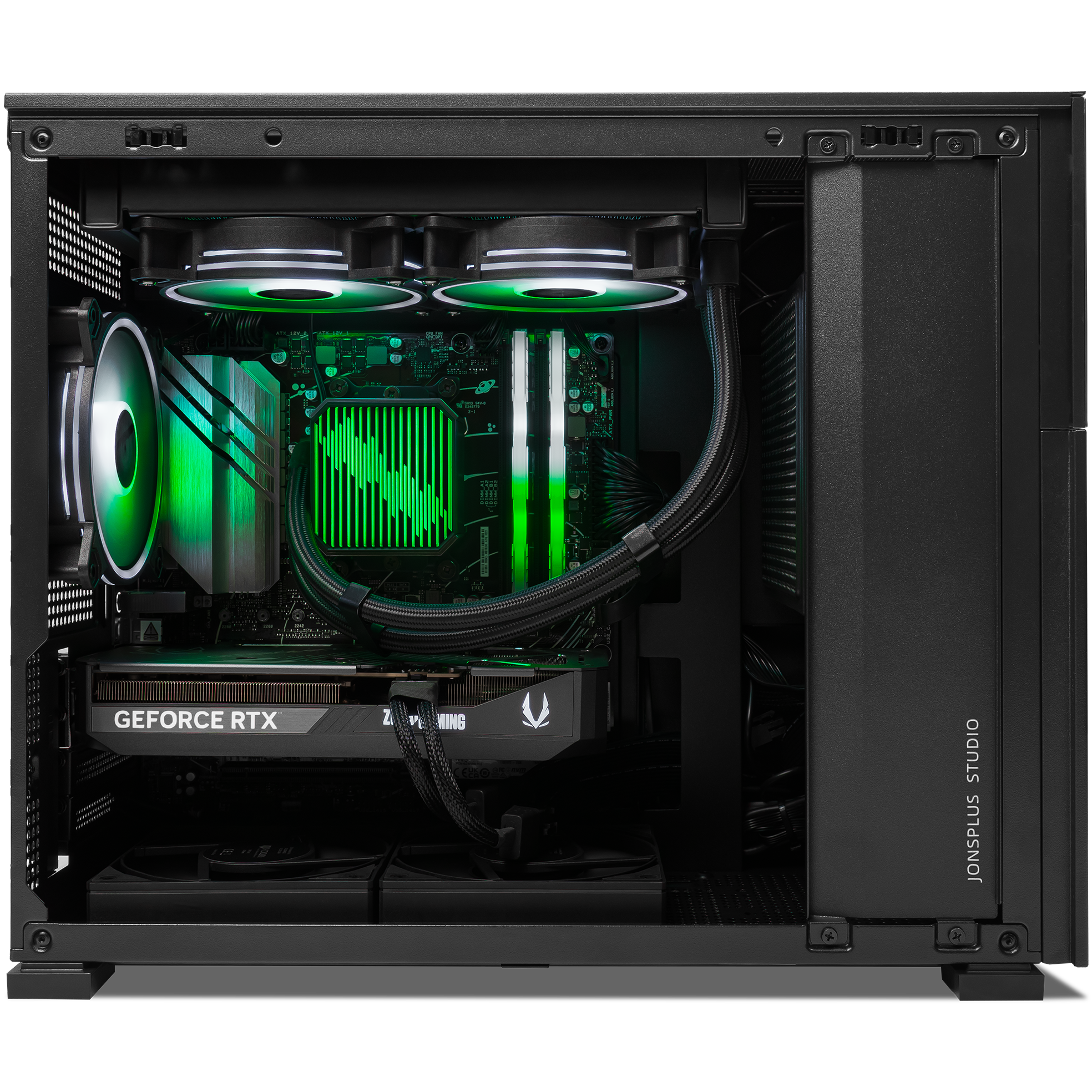 A large main feature product image of PLE Neo RTX 5070 Prebuilt Ready To Go Gaming PC