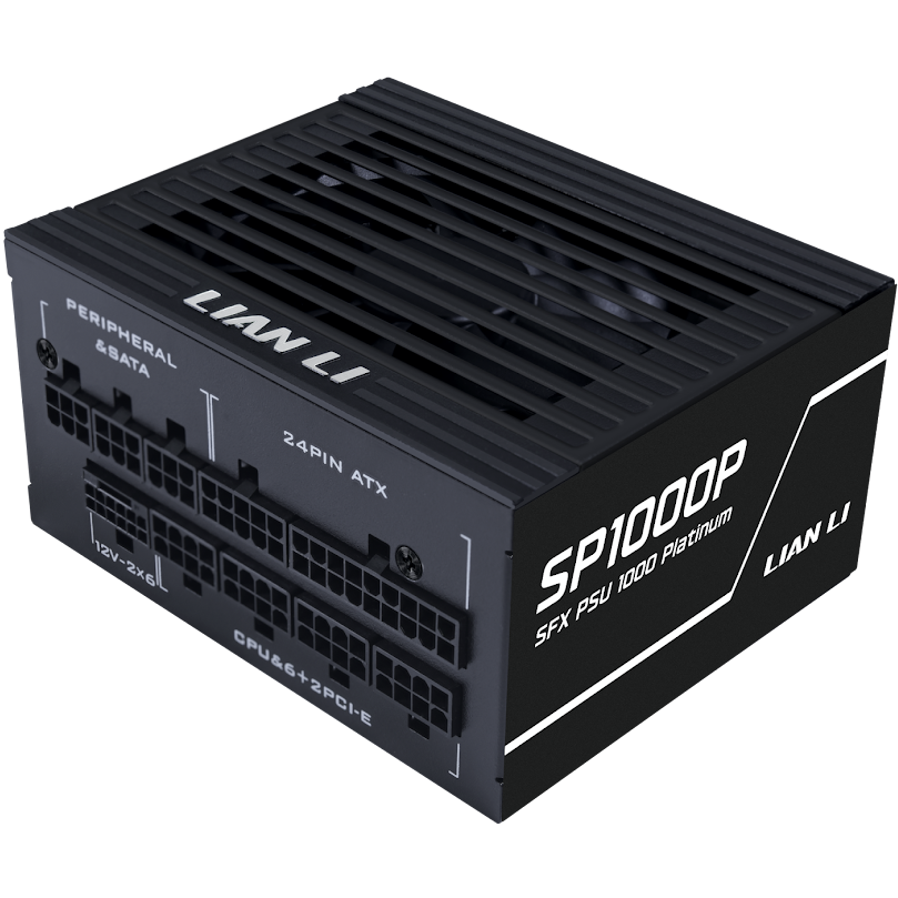 A large main feature product image of Lian Li SP 1000W Platinum PCIe 5.1 ATX 3.1 SFX Modular PSU