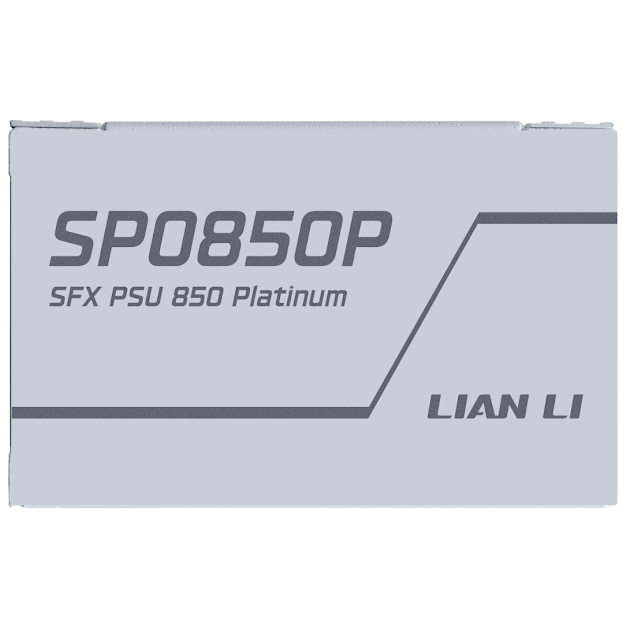 A large main feature product image of Lian Li SP 850W Platinum PCIe 5.1 ATX 3.1 SFX Modular PSU (White)