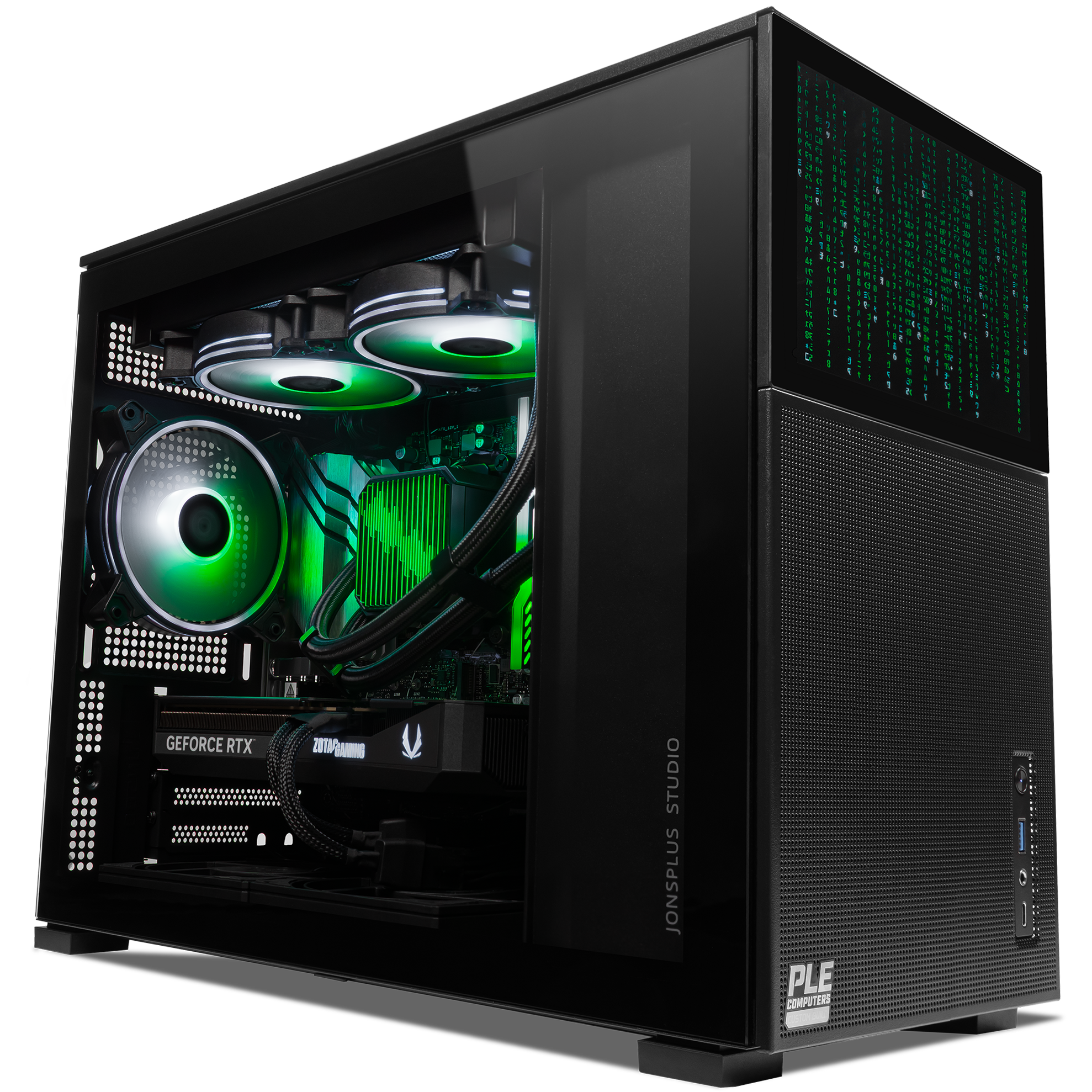 A large main feature product image of PLE Neo RTX 5070 Prebuilt Ready To Go Gaming PC