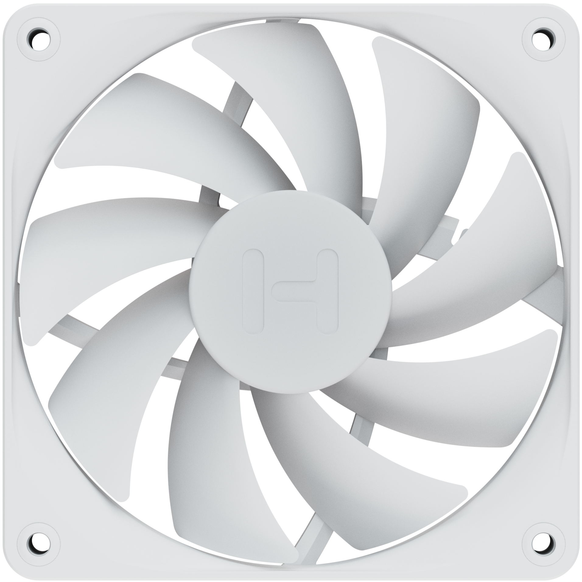 A large main feature product image of HYTE FA12 120mm PWM Fan 4-Pack (Snow White)