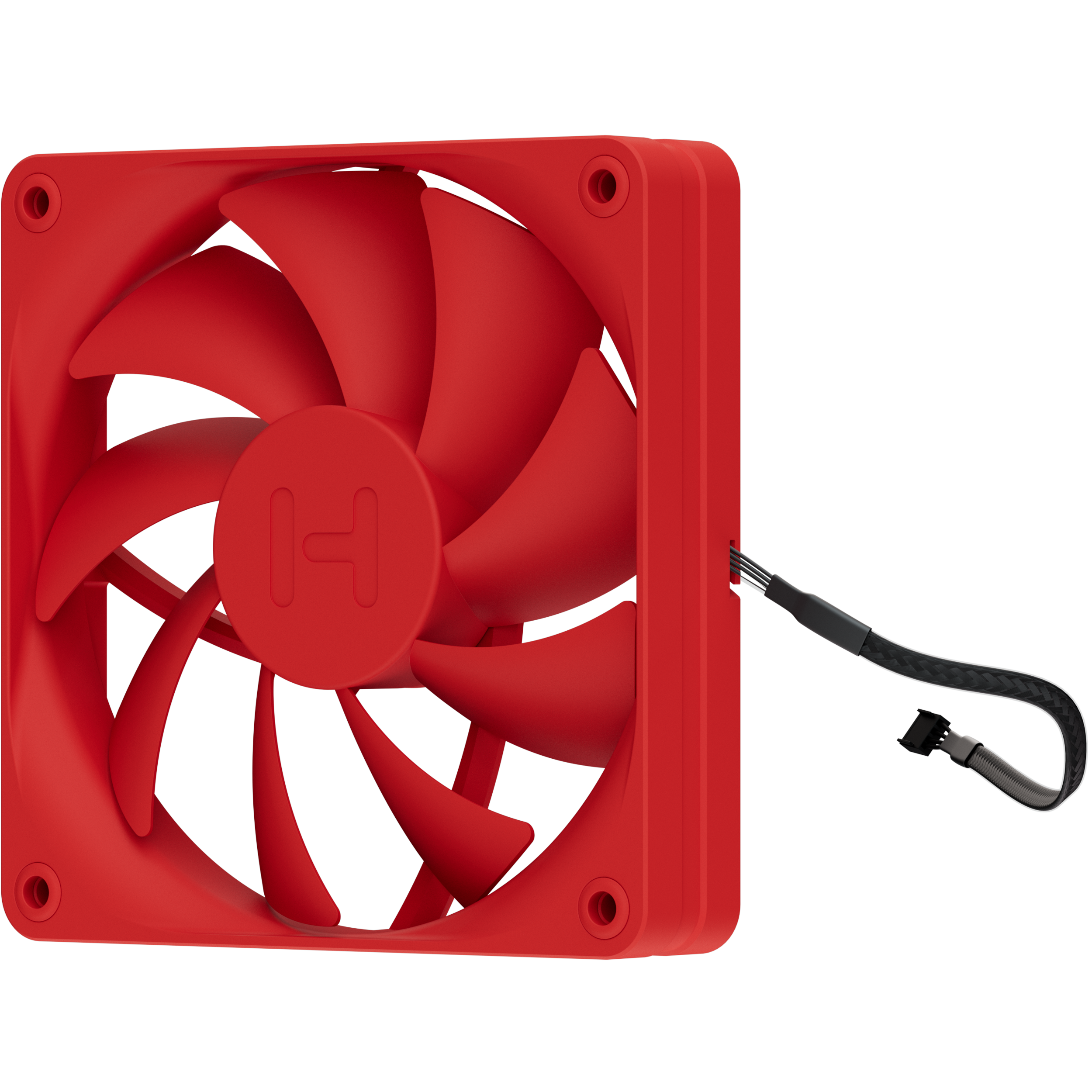 A large main feature product image of HYTE FA12 120mm PWM Fan 4-Pack (Wild Cherry)