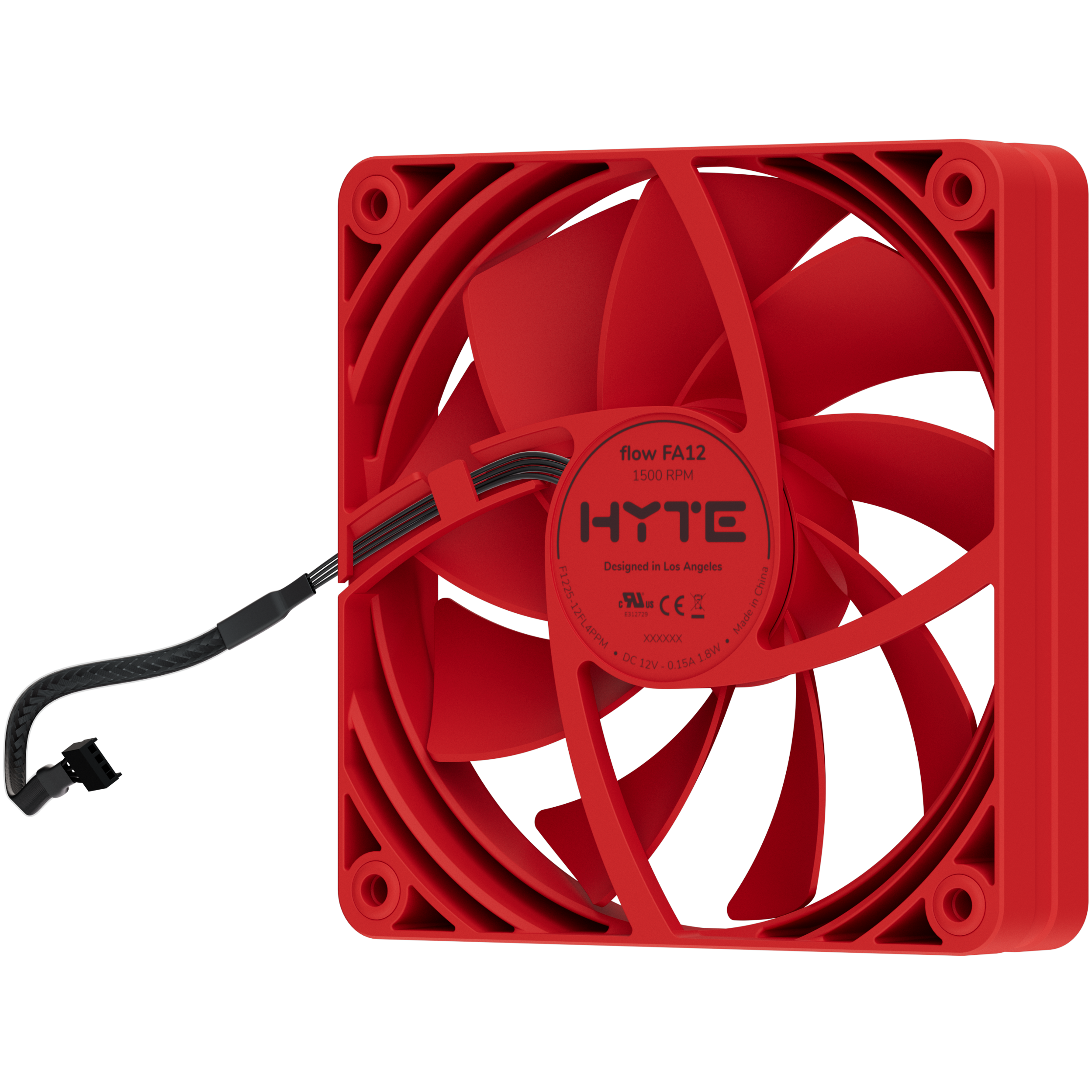 A large main feature product image of HYTE FA12 120mm PWM Fan 4-Pack (Wild Cherry)
