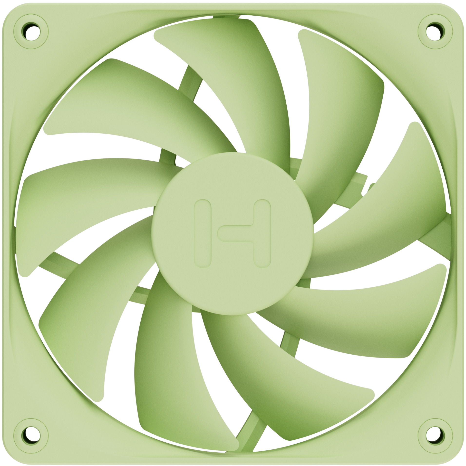 A large main feature product image of HYTE FA12 120mm PWM Fan 4-Pack (Matcha Milk)