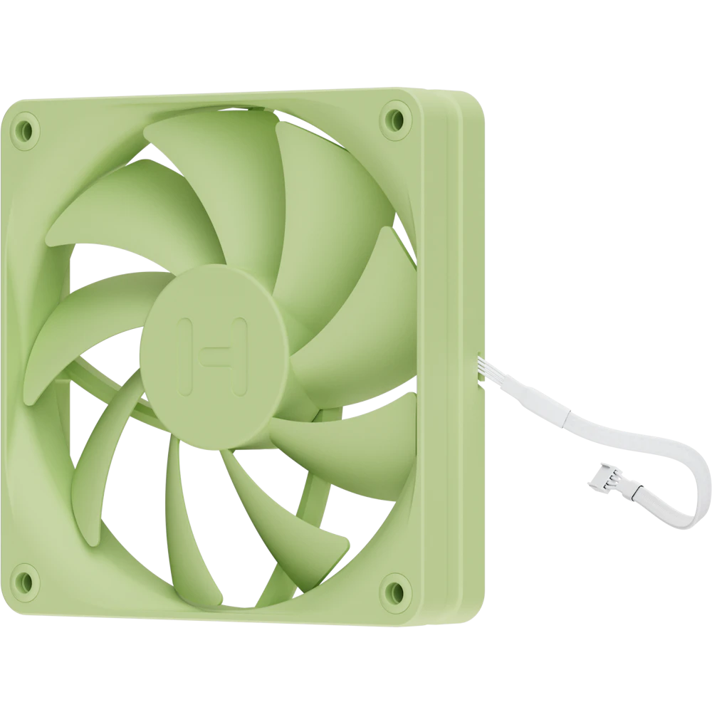 A large main feature product image of HYTE FA12 120mm PWM Fan 4-Pack (Matcha Milk)