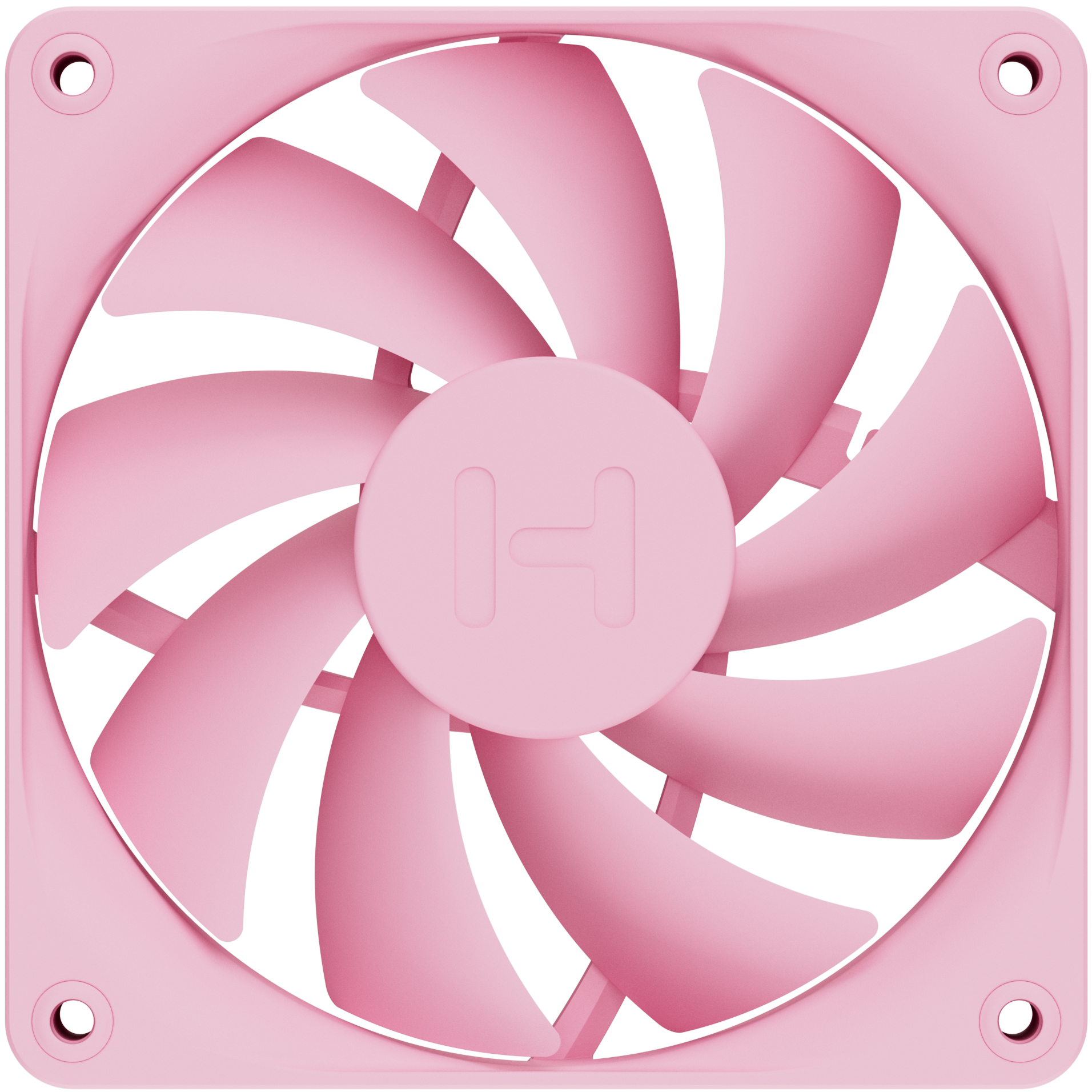 A large main feature product image of HYTE FA12 120mm PWM Fan 4-Pack (Strawberry Milk)
