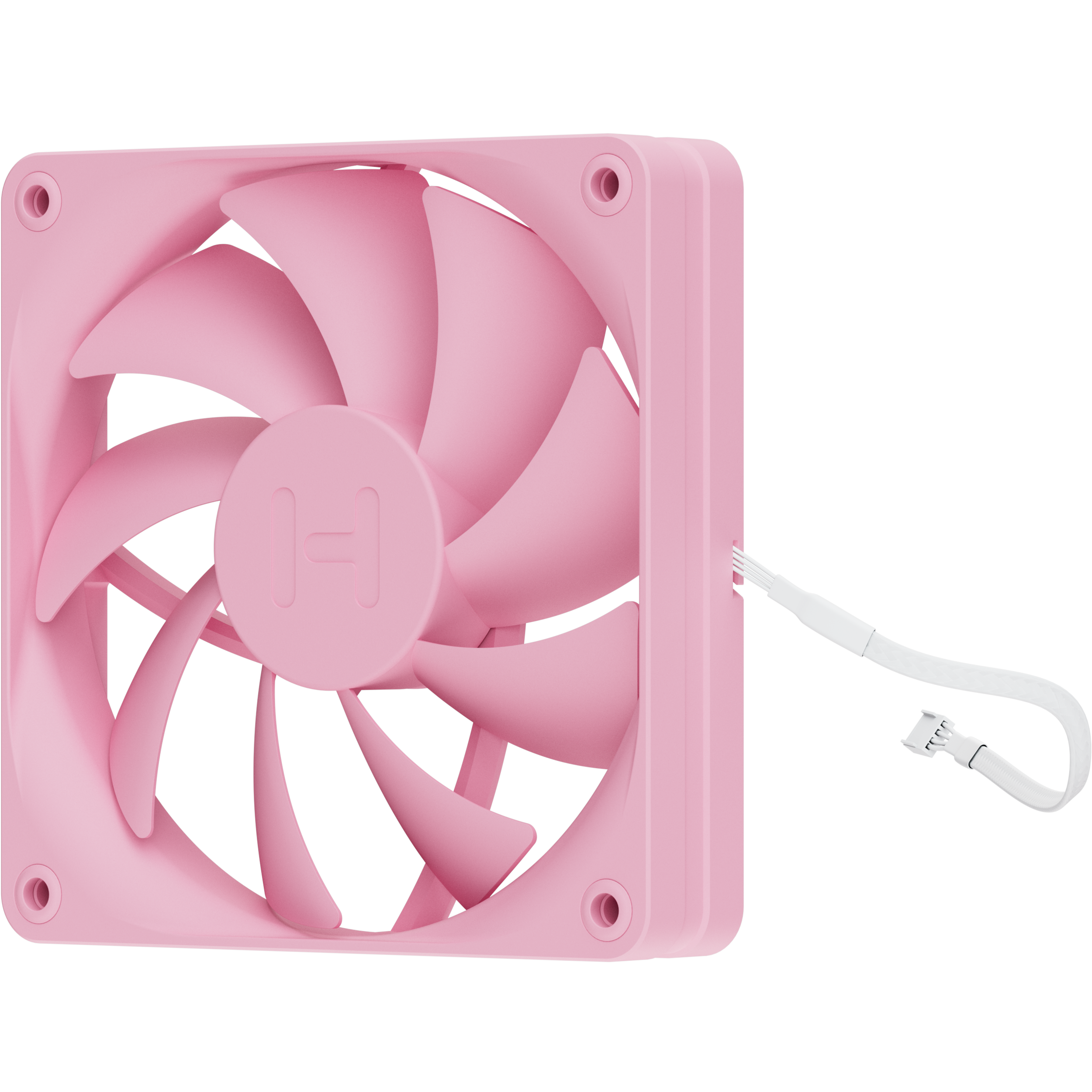 A large main feature product image of HYTE FA12 120mm PWM Fan 4-Pack (Strawberry Milk)