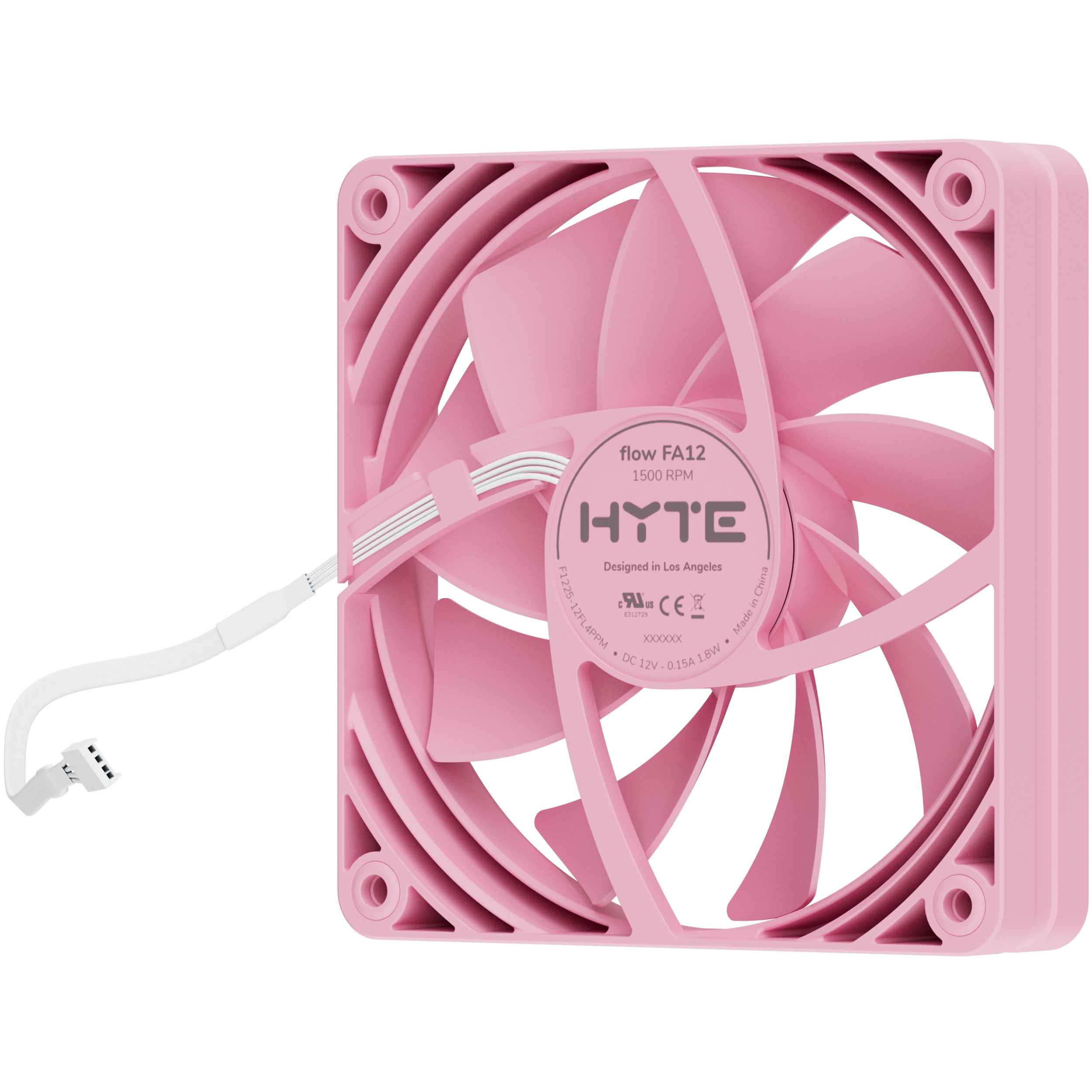 A large main feature product image of HYTE FA12 120mm PWM Fan 4-Pack (Strawberry Milk)