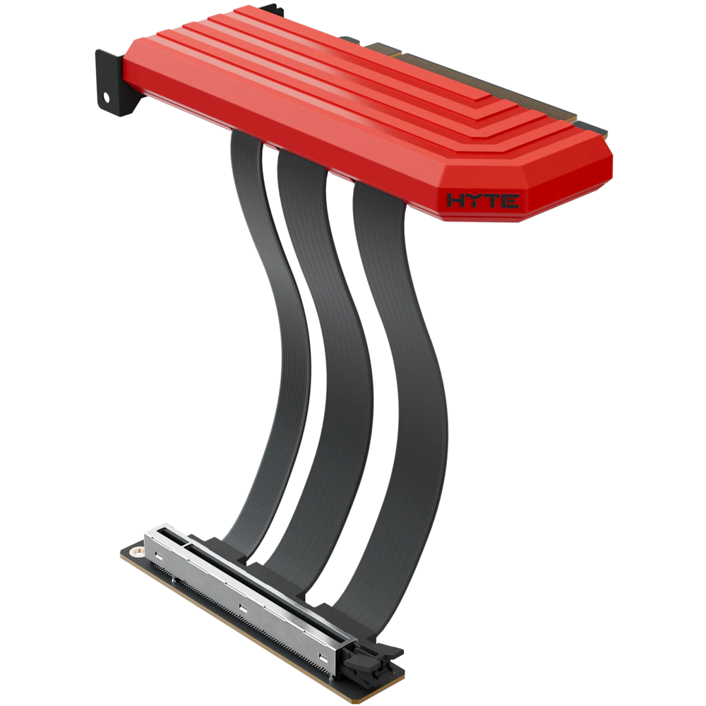 A large main feature product image of HYTE PCIe 5.0 Hyper Riser Cable for Y-Series Cases (Black Cherry)