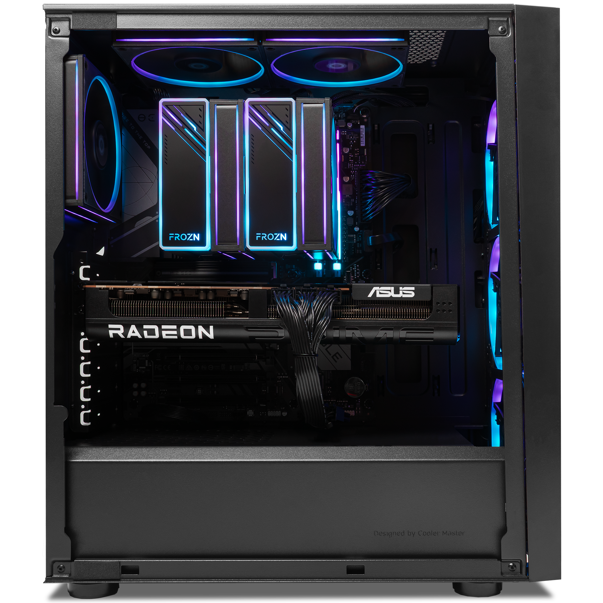 A large main feature product image of PLE Edge RX 9070 XT Prebuilt Ready To Go Gaming PC