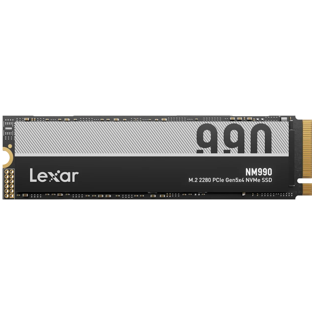 A large main feature product image of Lexar NM990 PCIe Gen5 NVMe M.2 SSD - 1TB