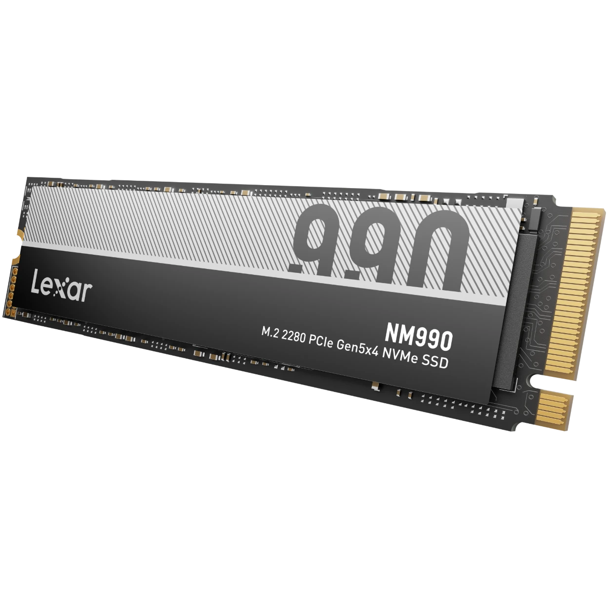 A large main feature product image of Lexar NM990 PCIe Gen5 NVMe M.2 SSD - 1TB