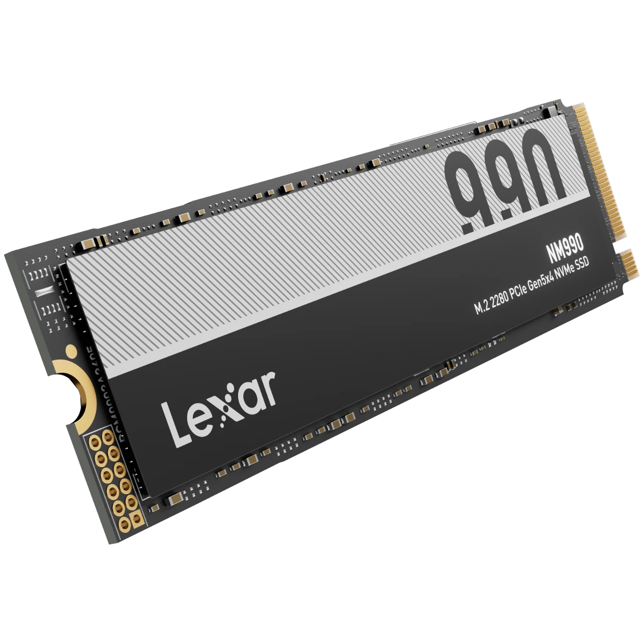 A large main feature product image of Lexar NM990 PCIe Gen5 NVMe M.2 SSD - 1TB