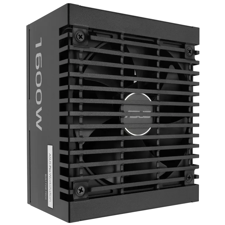 A large main feature product image of ASUS Pro WS 1600W Platinum PCIe 5.0 ATX  Modular PSU