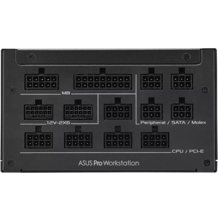 A large main feature product image of ASUS Pro WS 1600W Platinum PCIe 5.0 ATX  Modular PSU