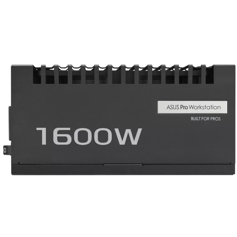 A large main feature product image of ASUS Pro WS 1600W Platinum PCIe 5.0 ATX  Modular PSU