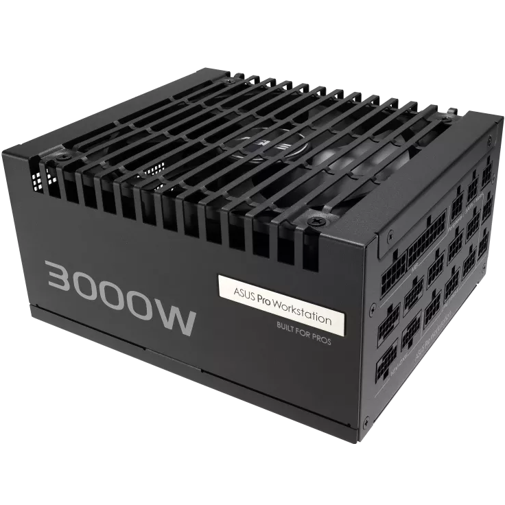 A large main feature product image of ASUS Pro WS 3000W Platinum PCIe 5.0 ATX Modular PSU