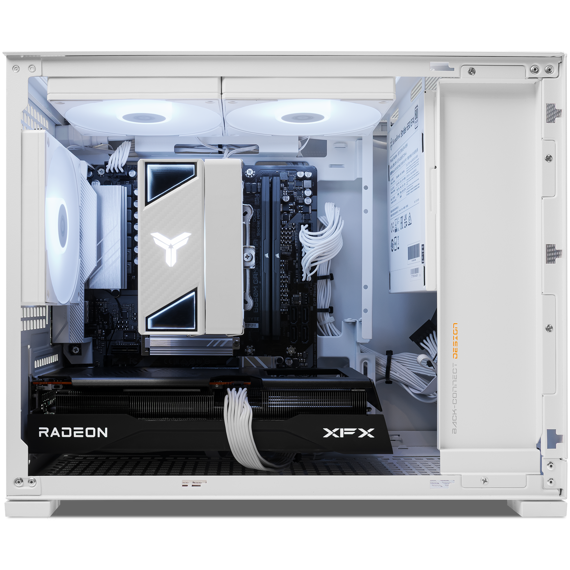 A large main feature product image of PLE Ace RX 9060 XT Prebuilt Ready To Go Gaming PC