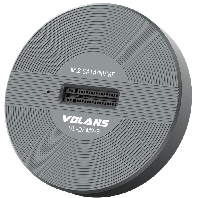 A large main feature product image of Volans DSM2-S Aluminium USB Type-C (Gen 2) M.2 NVMe/SATA SSD Docking Station