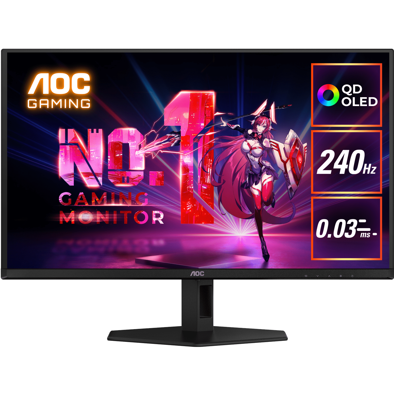 A large main feature product image of AOC Q27G40ZDF - 27" 1440p 240Hz 0.03ms 	QD-OLED Monitor
