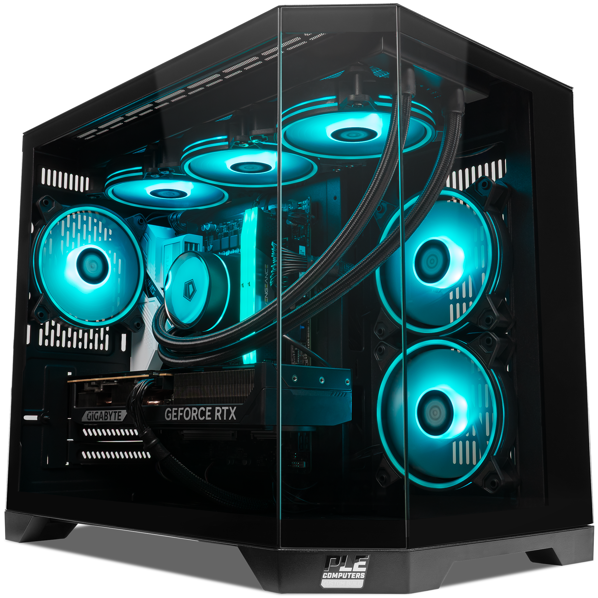 A large main feature product image of PLE Astral RTX 5070 Prebuilt Ready To Go Gaming PC