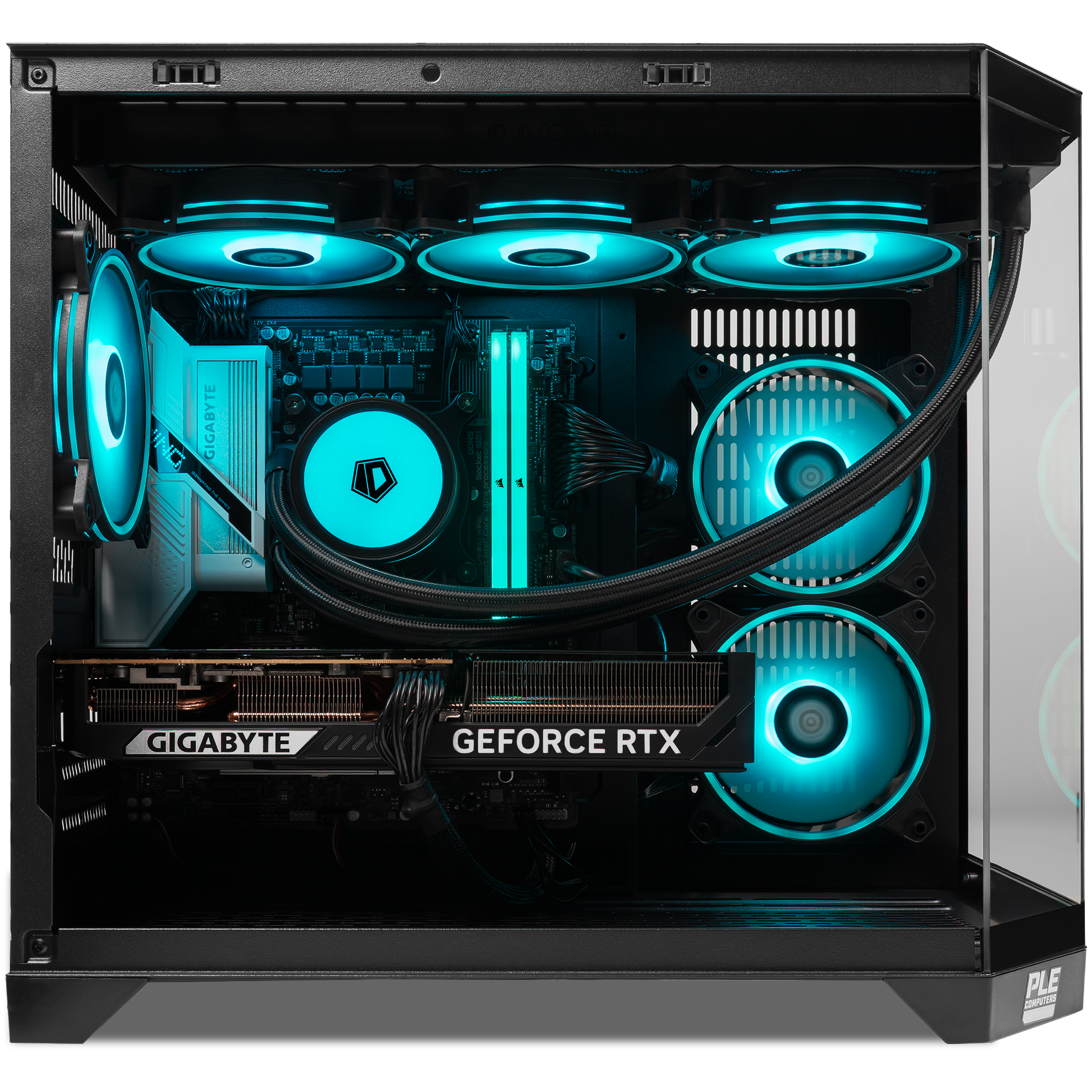 A large main feature product image of PLE Astral RTX 5070 Prebuilt Ready To Go Gaming PC