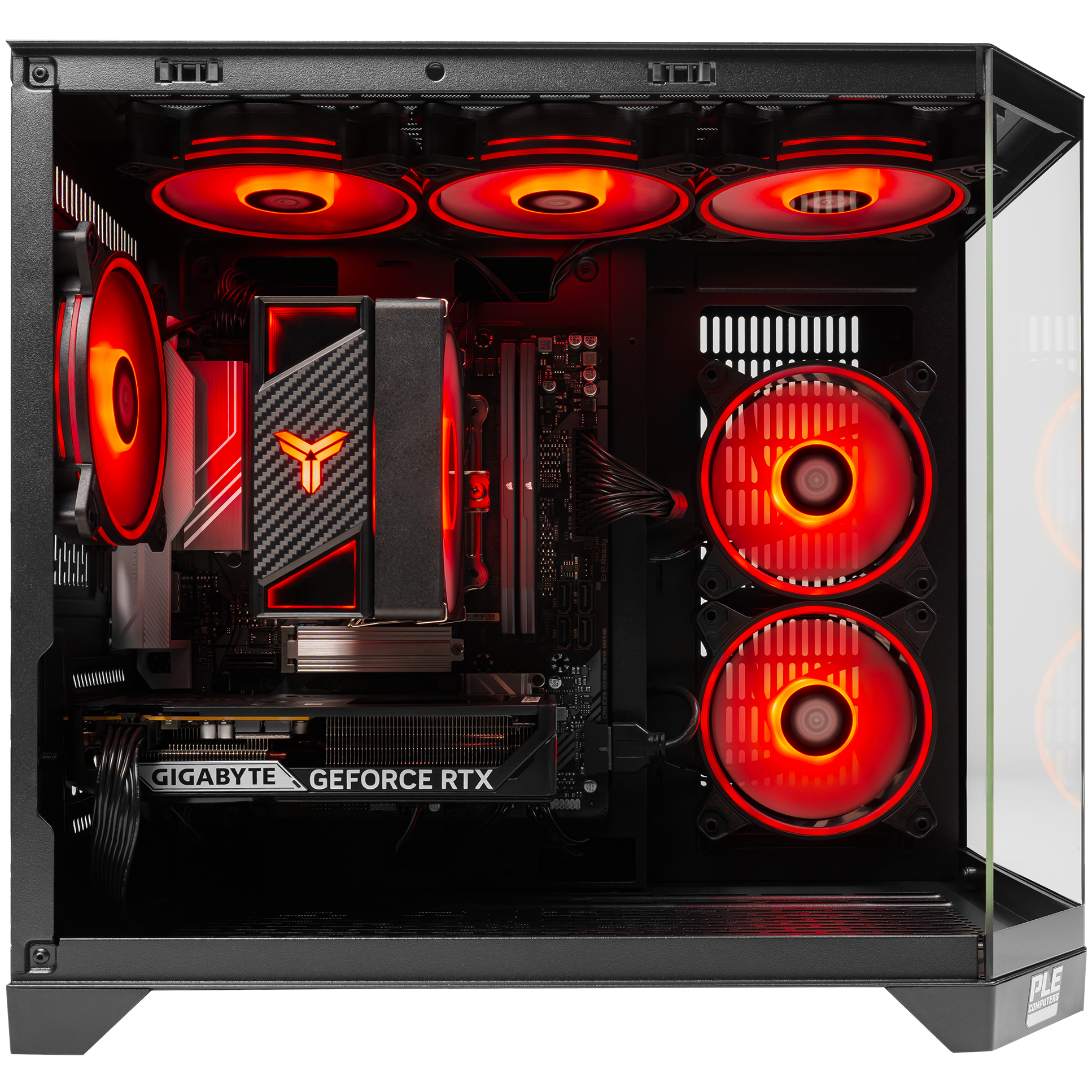 A large main feature product image of PLE Strike RTX 5060 Prebuilt Ready To Go Gaming PC